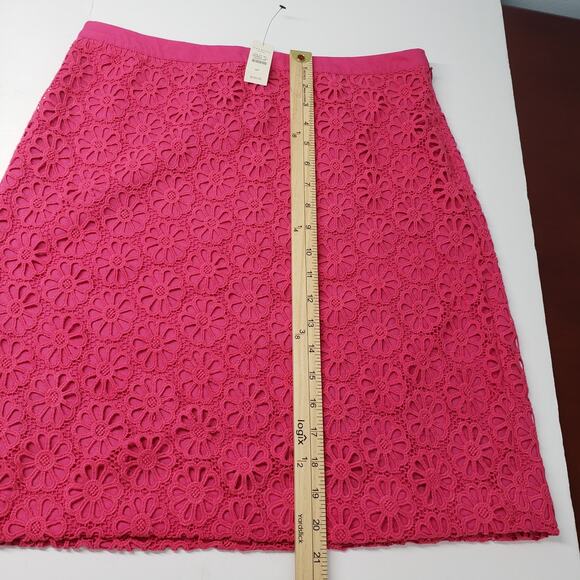 Talbots Skirt Womens 8 Petite Pink Lace Floral Knee Length Spring Preppy Easter - Picture 6 of 10